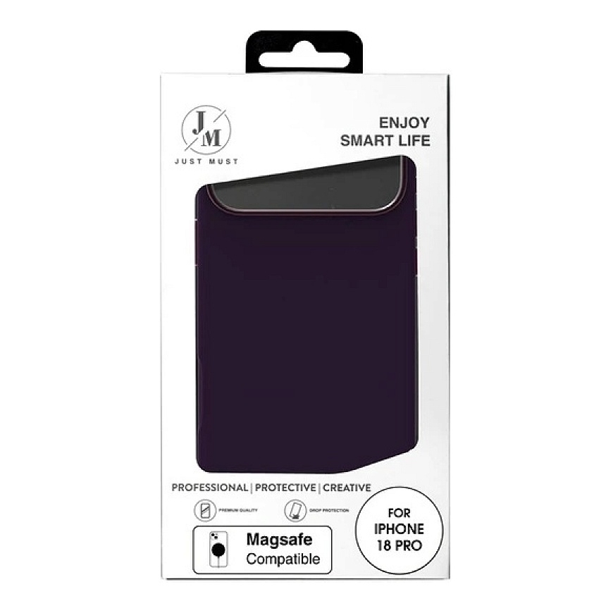Just Must JM Leather Case with MAGSAFE for iPhone 18 Pro Purple. – 2