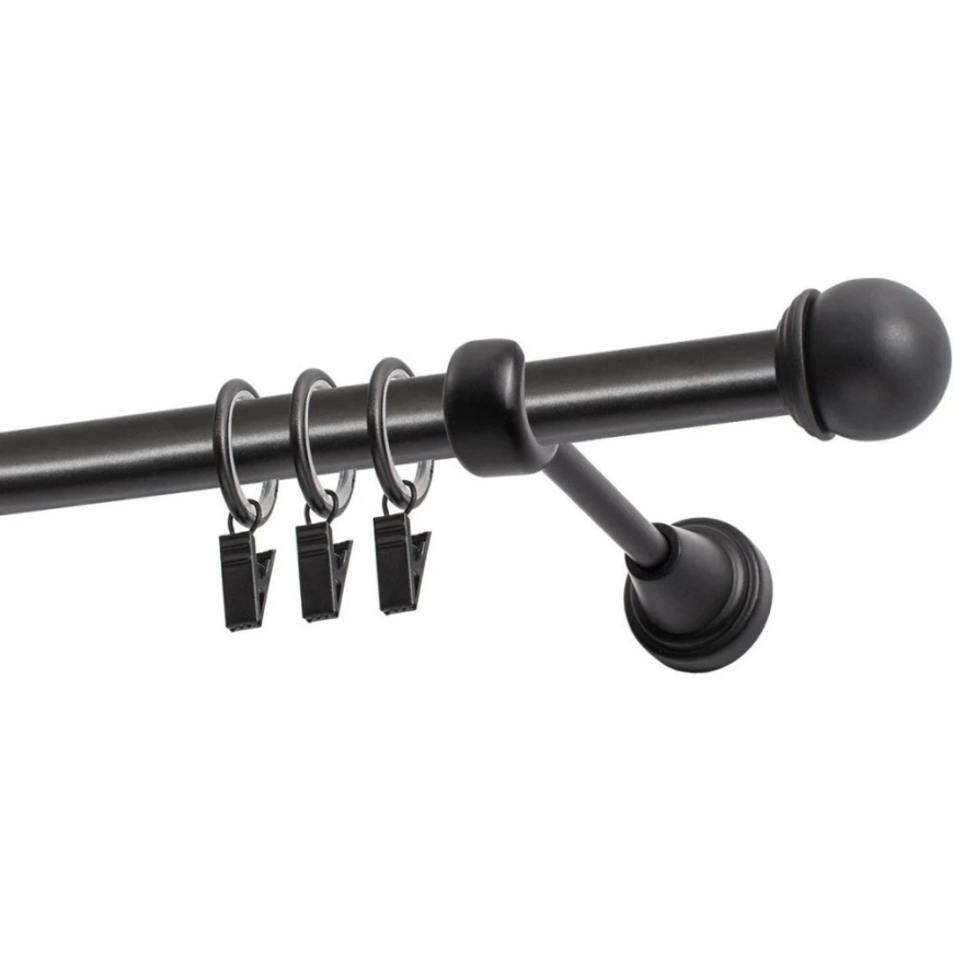 Decastyl VIENAS KARNIZAS FI 19 MM Black 400 CM Ball Shape Ends with Wheels KOWALSKI