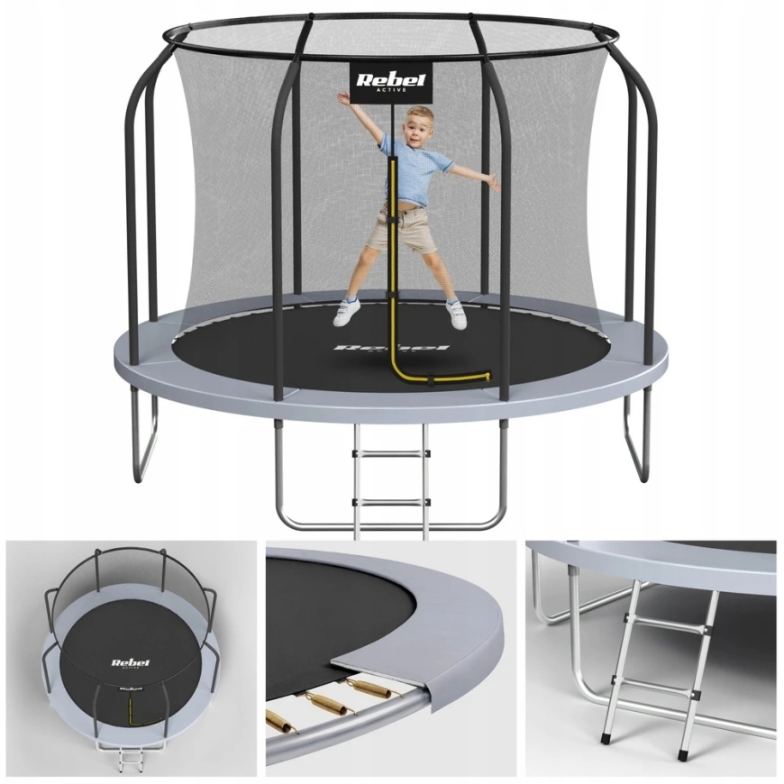 Trampolīns Rebel Active PRO 8ft / 244 cm ar tīklu, kāpnēm – 5