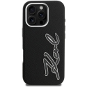 Karl Lagerfeld FW Grained Signature Logo maciņš iPhone 16 Pro Max - Melns Karl Lagerfeld FW Grained Signature Logo maciņš iPhone 16 Pro Max - Melns