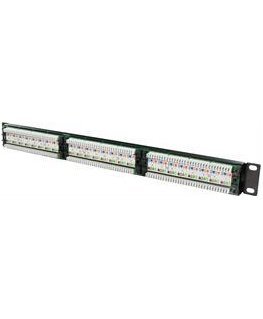 DELTACO 19 "patch panel, 24xRJ45, Cat6a, UTP, 1U, 10Gbps, crown terminals, metal, black / PAN-124