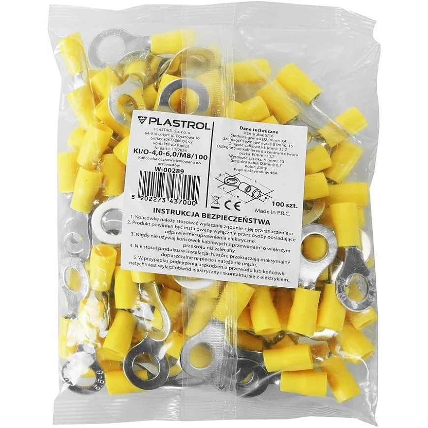 Plastrol Akis formos izoliuotas antgalis laidams 4,0-6,0 mm² M8 – 3