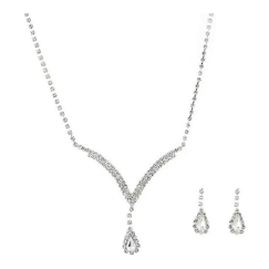 Troli Elegantti korusetti kristalleilla Drop (kaulakoru, korvakorut)