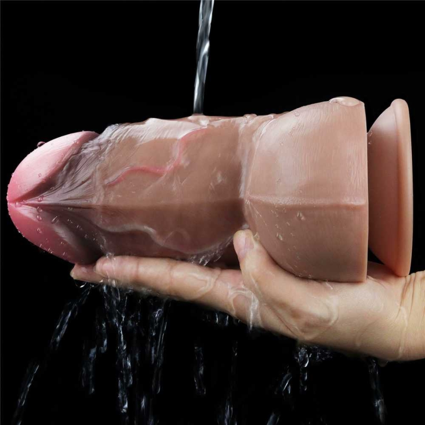 „Lovetoy“ biezs, rievots dildo, reālistisks diametrs 21,5 cm – 5