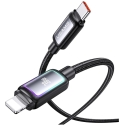 USAMS Al-Alloy SJ816 U110 RGB nopea lataus 30W USB-C Lightning-kaapeli 1,2 m musta USAMS Al-Alloy SJ816 U110 RGB nopea lataus 30W USB-C Lightning-kaapeli 1,2 m musta
