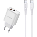 Зарядное устройство Awei PD81C-EU 22.5W USB-A/USB-C + USB-C на USB-C кабель 1.0м белый Зарядное устройство Awei PD81C-EU 22.5W USB-A/USB-C + USB-C на USB-C кабель 1.0м белый
