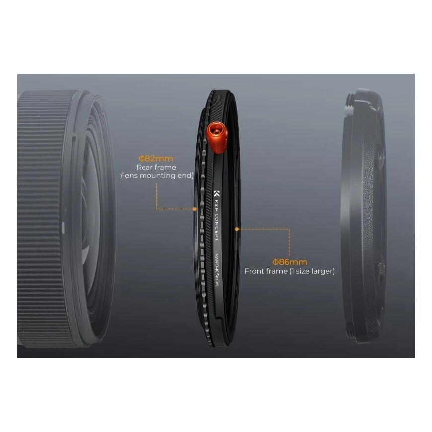 Kameros filtras - K&F Concept Nano-X MRC CPL Fader ND2-32 Juodas Mist 1/4 37mm – 4