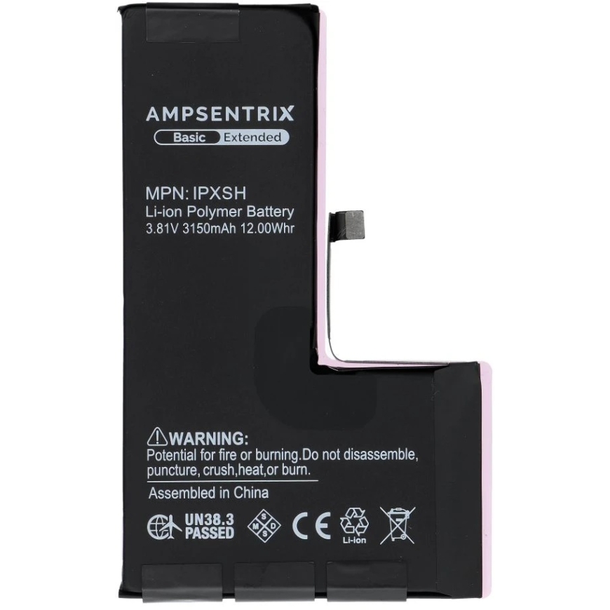 Inne „Oem AmpSentrix Basic“ baterija, skirta „iPhone XS“ (didelės talpos 3150 mAh) – 3