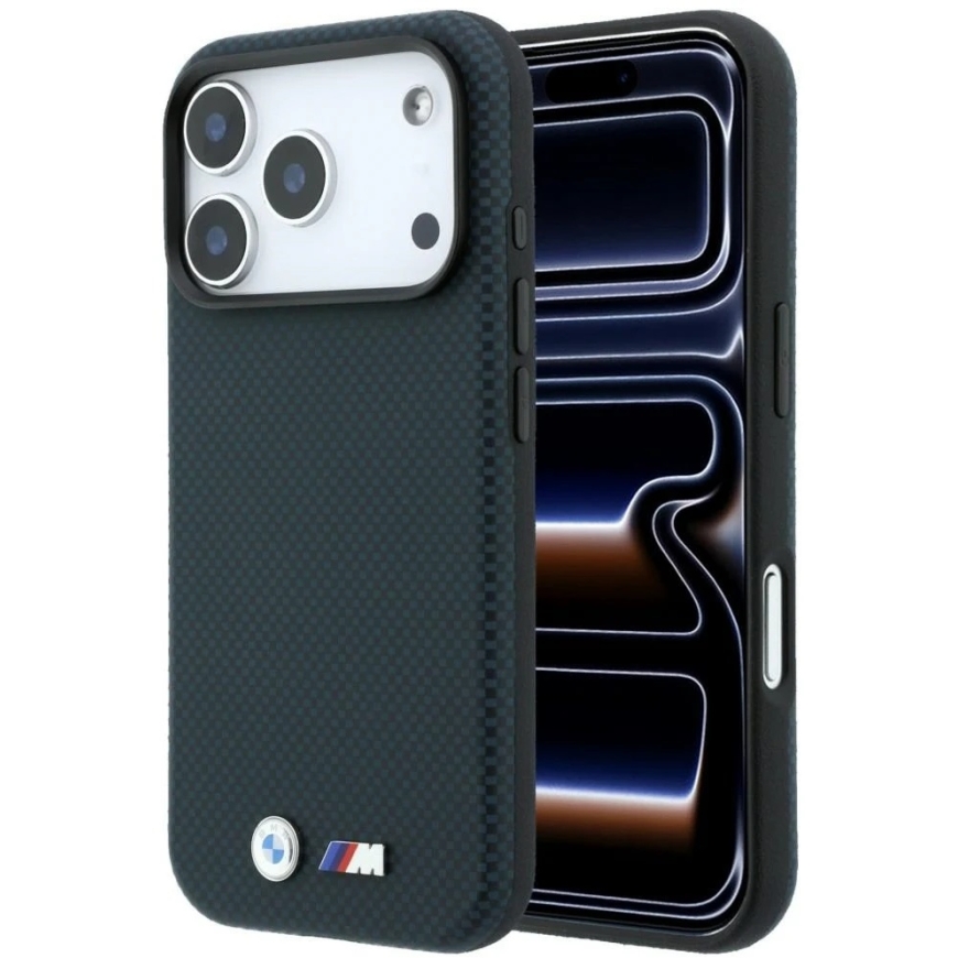 BMW M Quadrille Kevlar Metal Logo MagSafe Case for iPhone 18 Pro Max / 17 Pro Max, Dark Blue – 2