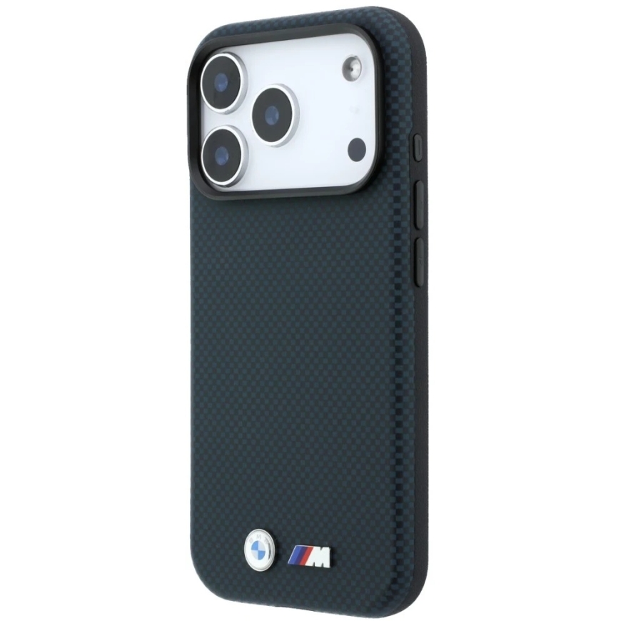 BMW M Quadrille Kevlar metallist logo MagSafe kest iPhone 18 Pro Max / 17 Pro Max jaoks, tume sinine – 3