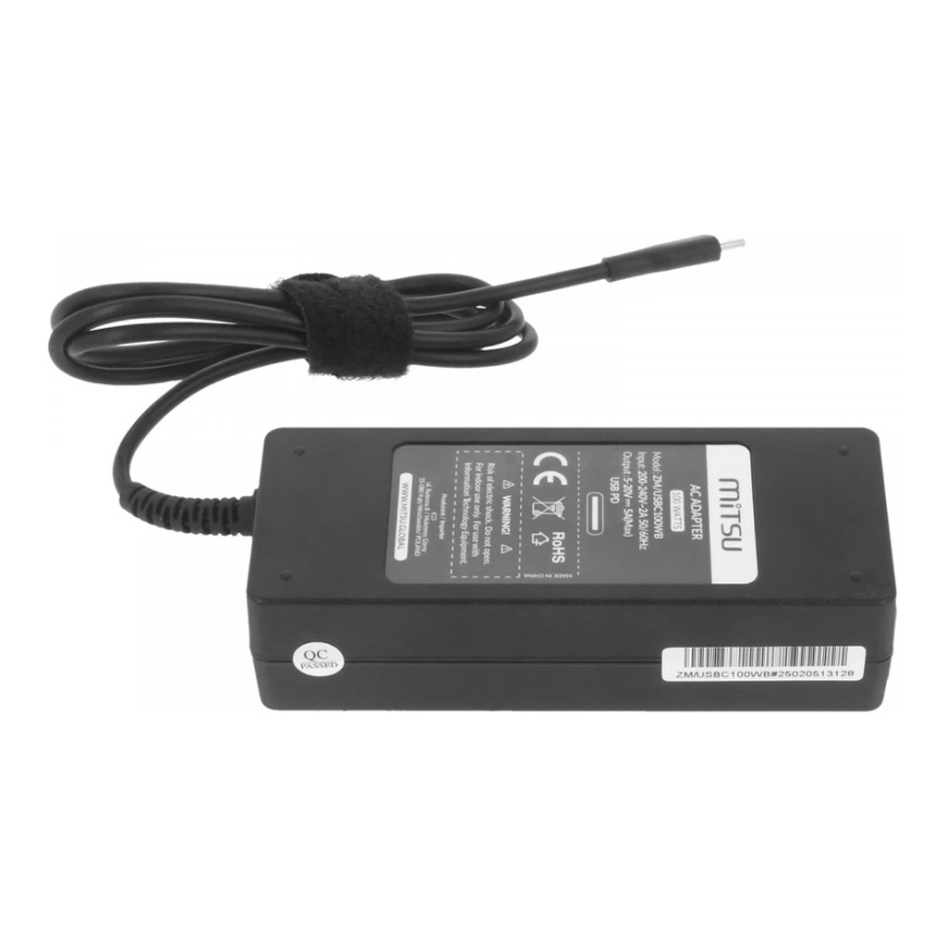 Nešiojamojo kompiuterio maitinimo adapteris Mitsu Maitinimo šaltinis sieciowy 100W USB-C, USBC, 5-20V, 3-5A (juodas) do notebook – 3