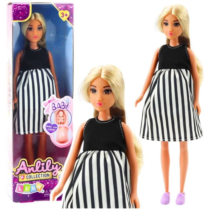 Lean Toys Doll Anlily Pregnant, 30 cm, with Removable Belly