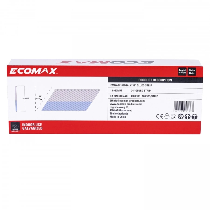 Vinys Ecomax EMNA341832GALV 34° 32 mm 4000 vnt. – 2