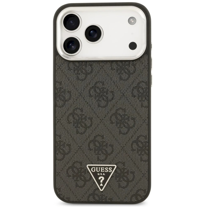 Guess 4G Triangle Logo MagSafe Case for iPhone 17 Pro Max / 18 Pro Max - Black and Silver Colors – 4