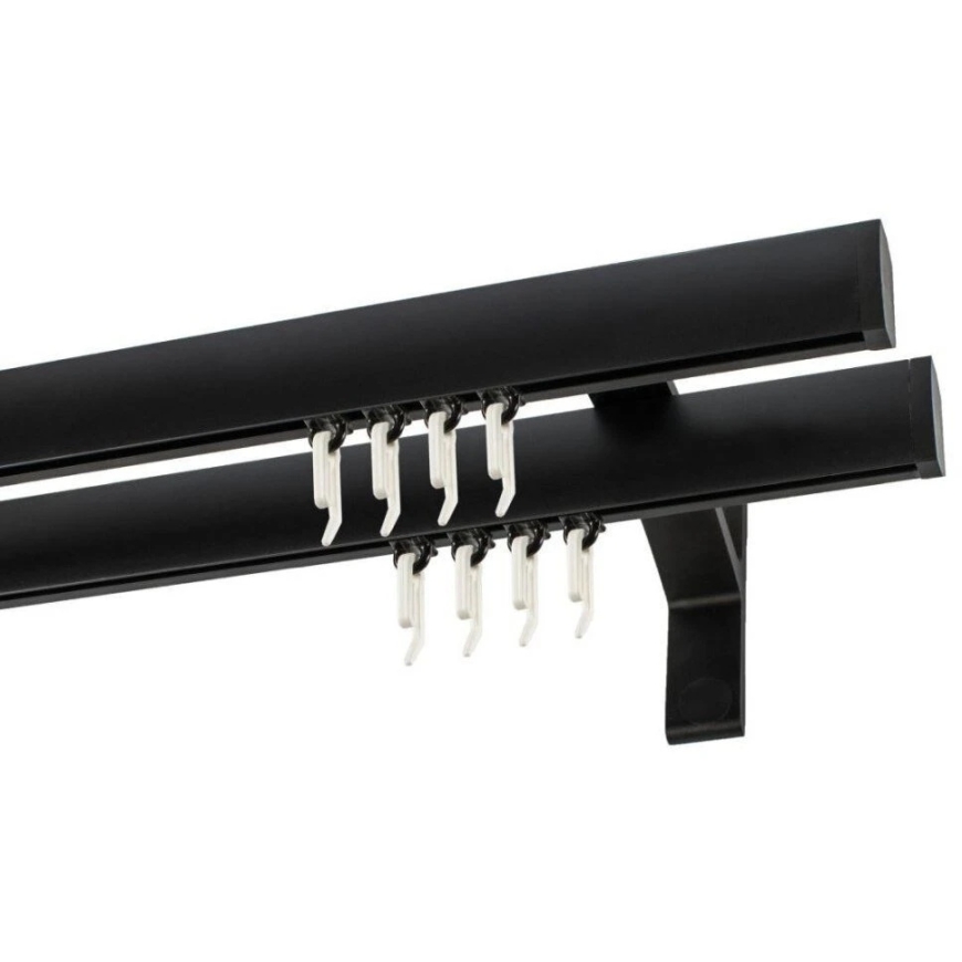 Decastyl Double Curtain Rod Black 480 cm with Hooks KOWALSKI