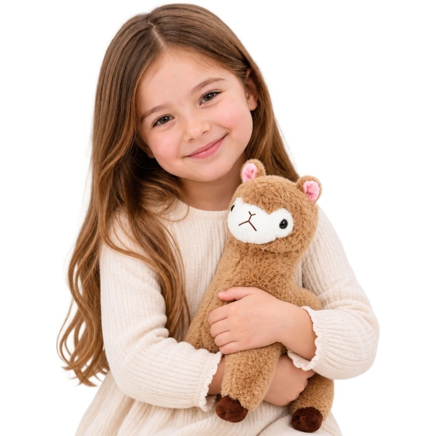 Lean Toys Pliušinis žaislas alpaka, smėlinis, 28 x 22 x 12 cm – 4