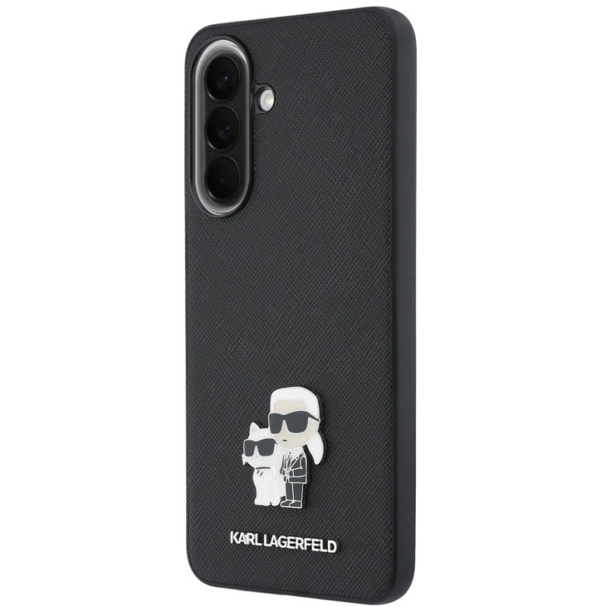 Karl Lagerfeld Saffiano telefona maciņš ar Karl&Choupette metāla logo Samsung Galaxy A37 (A376), melns – 3