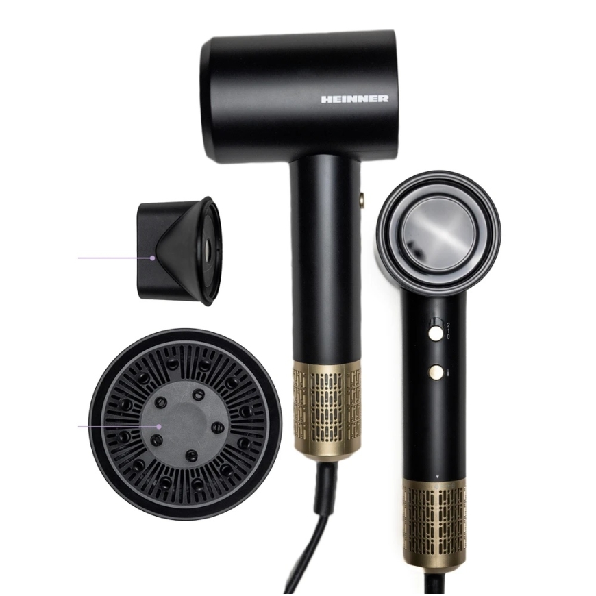 Hiustenkuivaaja 1600 W, musta/kulta, HHD-R16BLDC-BK HEINNER – 3