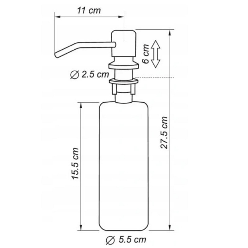 Arsapro iebūvēts šķidrās ziepes dozators, melns – 3