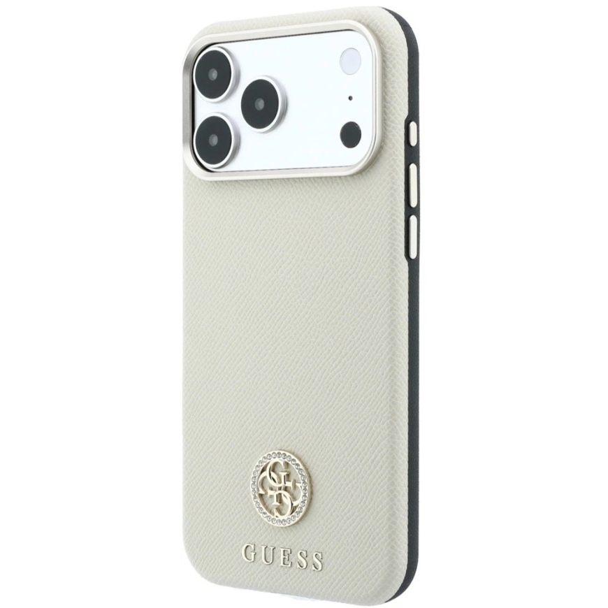 Чехол Guess Grained Round Strass Logo MagSafe для iPhone 18 Pro / 17 Pro - песочного цвета – 3