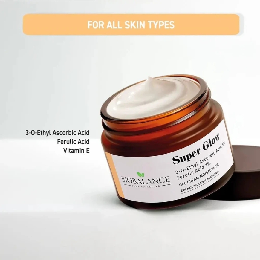 Bio Balance Super Glow šviesinamasis priešraukšlinis rytinis ir vakarinis gelis-kremas veidui, 50 ml – 4