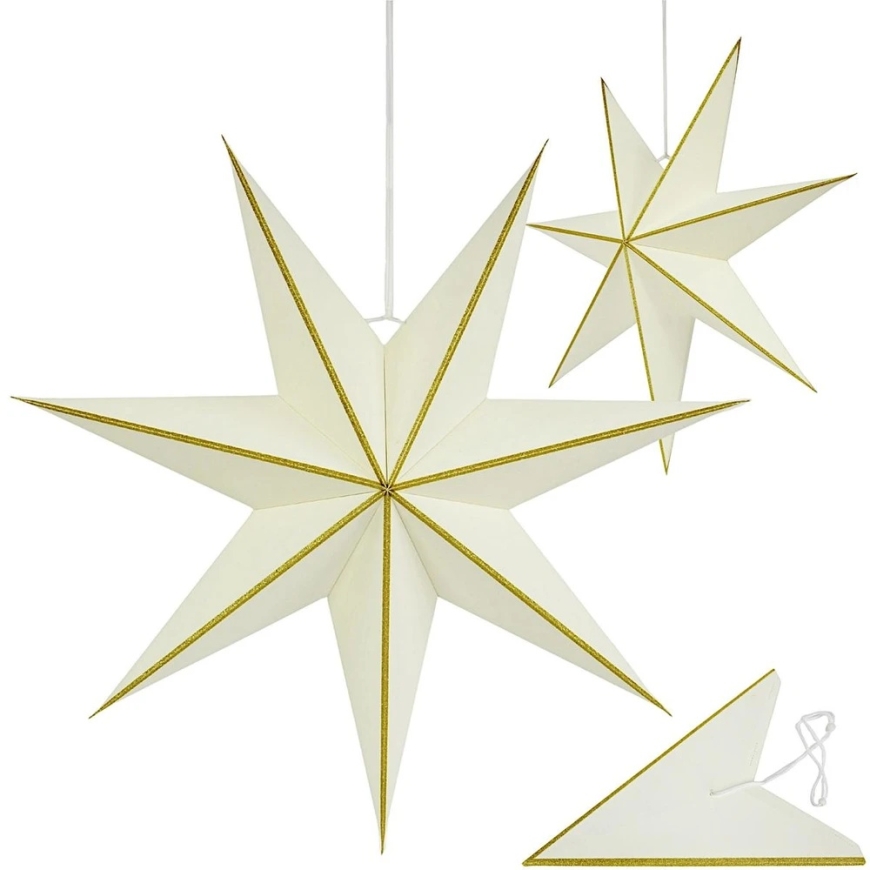 Kaleidoscope Decoration Edelman Decorative Hanging Star Paper FSC 18x45 cm 7 Rays MICA Ecru