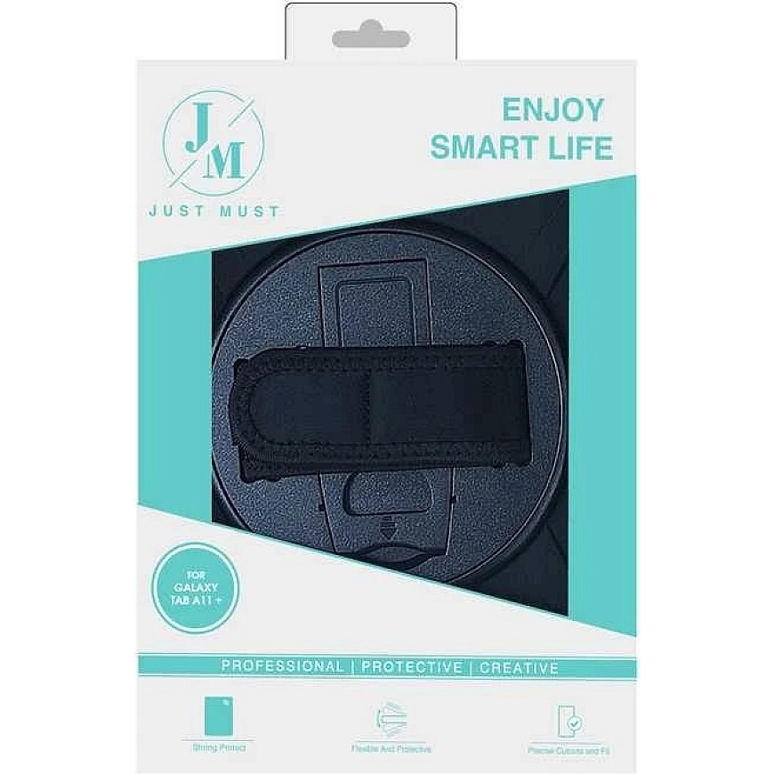 Чехол Just Must JM Rugged Grip для Samsung Galaxy Tab A11+ с ремешком Черный – 3