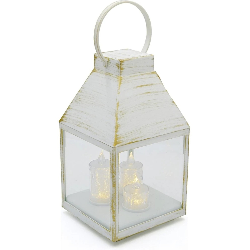 Ambiance Light Koopman Advento lampa ar LED svecēm 25 cm, 3 sveces, taimeris, balta