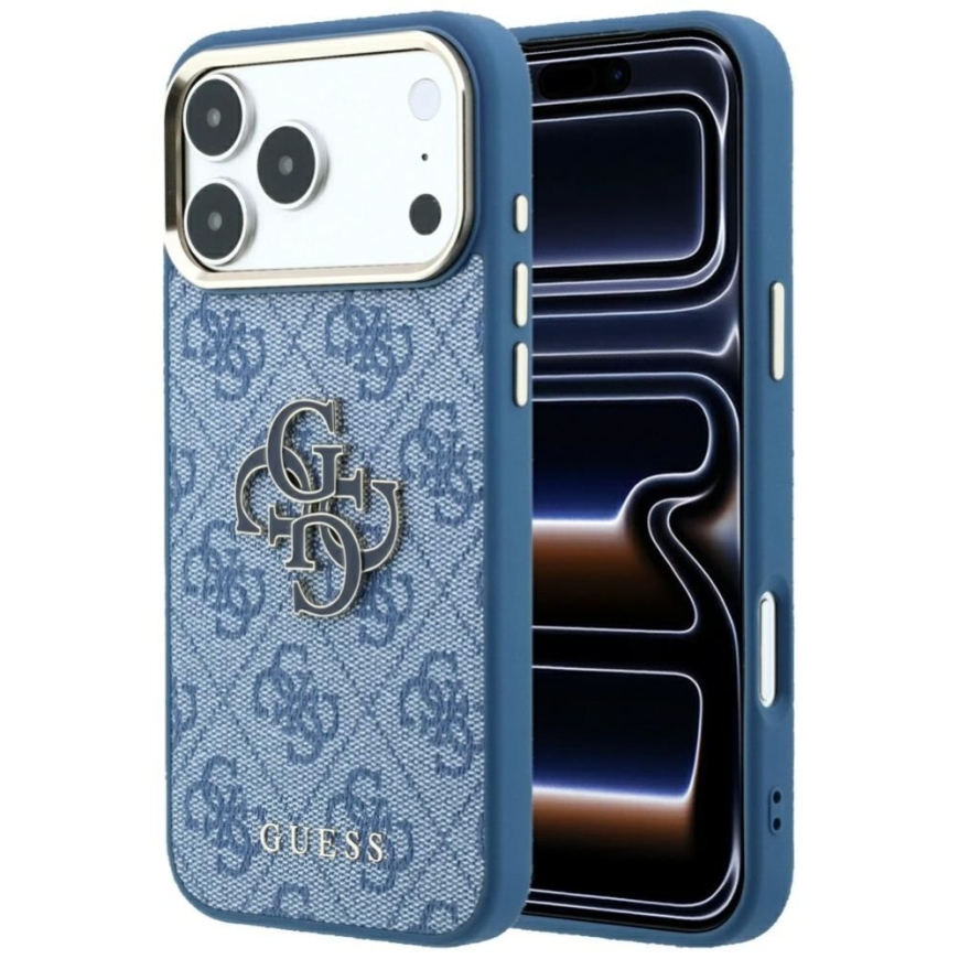 Guess 4G & Big Resin Logo Case for iPhone 17 Pro Max / 18 Pro Max - Light Blue