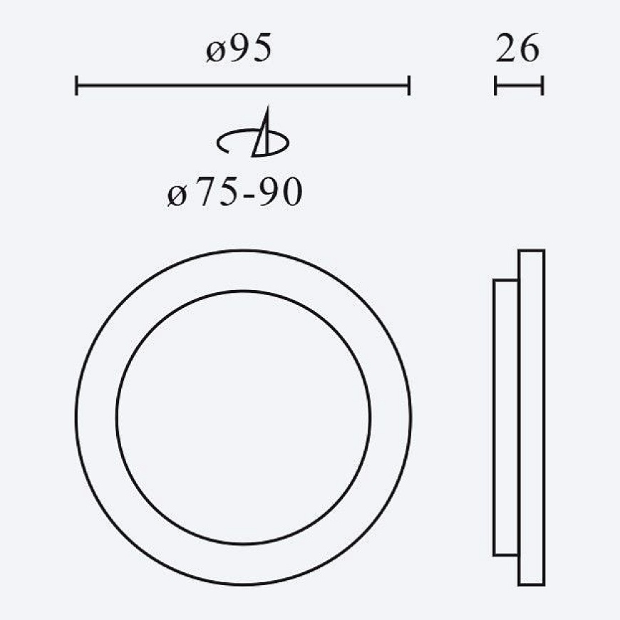 Upotettava LED-valaistus MOLLY 230 V AC 5 W 500 lm CCT (3K/4K/6K) pyöreä valkoinen D 95 mm 200746-II (5905378224544)