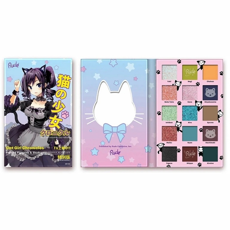 Rude Cosmetics Cat Girl Chronicles Eyeshadow Palette, 15 Shades