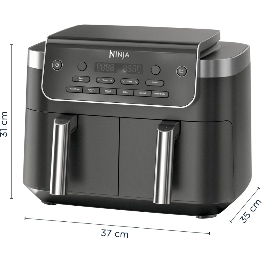 Karšto oro gruzdintuvė Ninja Foodi Dual Zone DZ801EU, juoda sp., 2470 W, 7.6 l – 5