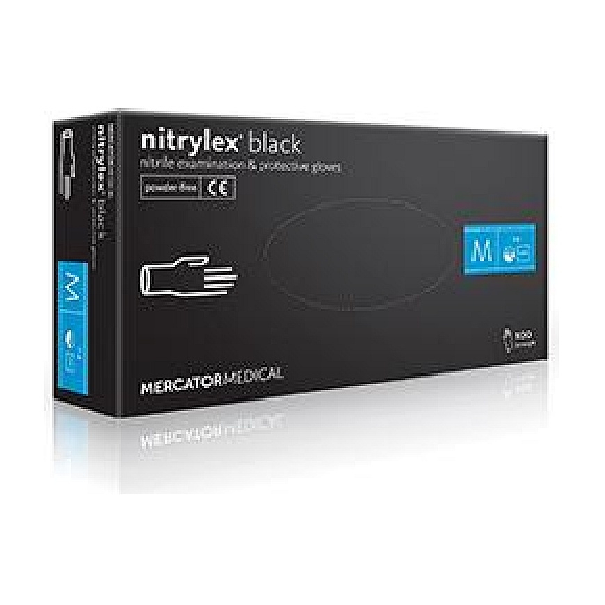 NITRYLEX PF Disposable Gloves, nitrile, powder-free, black, size S, 100 pcs.
