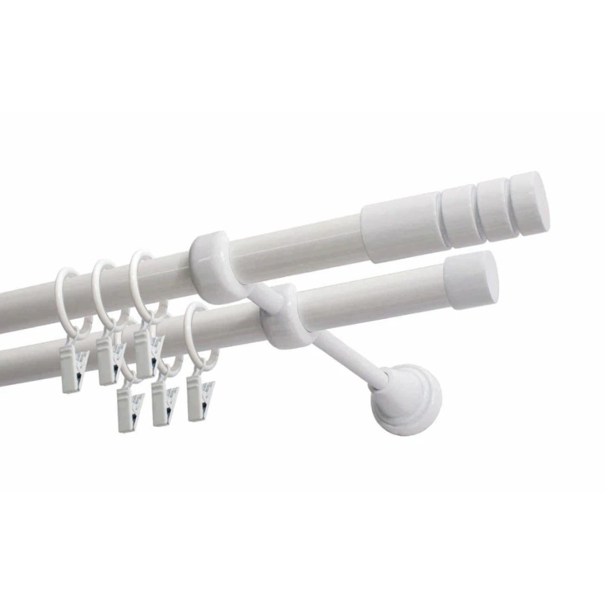 Decastyl Double Curtain Rod FI 19 MM White 240 CM TECHNO with Wheels KOWALSKI