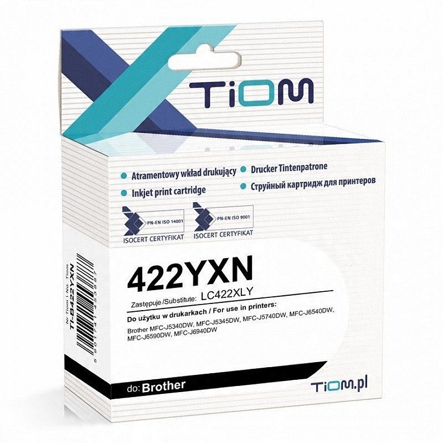 Tiom cyan tindikassett Brother LC422XLY (kollane) asendus