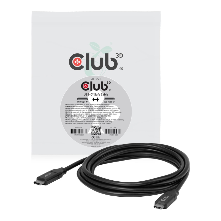 Кабель USB-C 2M/CAC-2506 CLUB3D