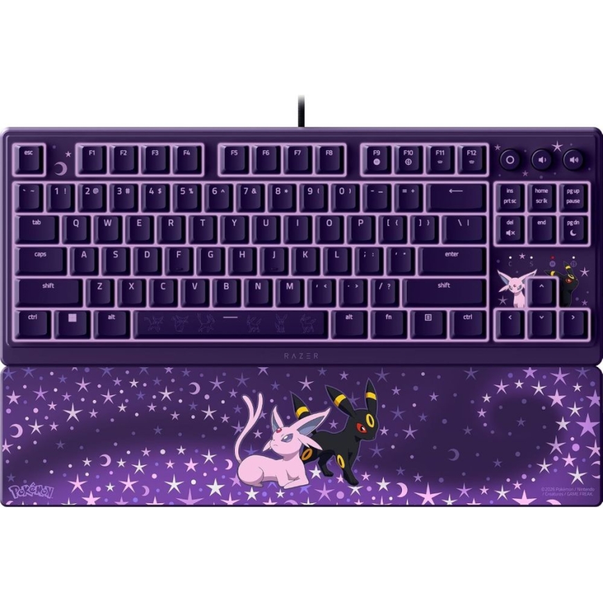 Ornata V3 Tenkeyless | Gaming keyboard | Wired | US | Mecha-Membrane Switches | Wrist Rest | Pokémon Espeon/Umbreon Edition