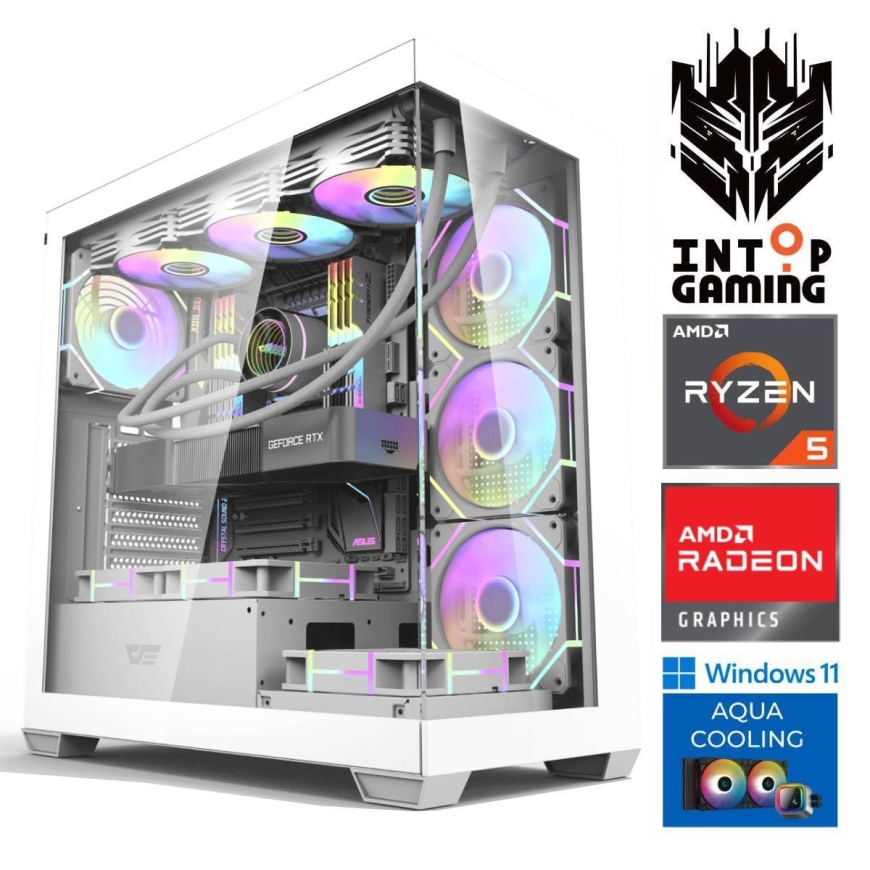 INTOP AQUA Ryzen 5 7500X3D 16GB DDR5 1TB SSD M.2 NVME RX9060XT 16GB WIN11