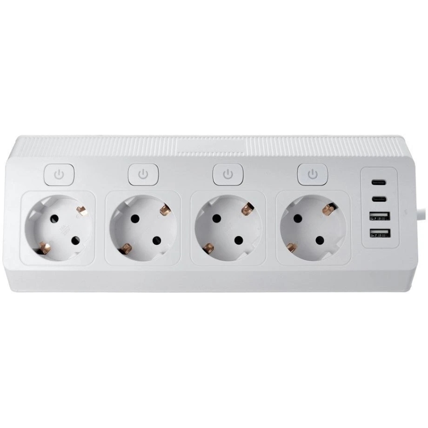 OEM pistik 4 väljundiga, maks. 3680W, 2x USB A, 2x Type C portidega 2m toitekaabli E42 valge – 3