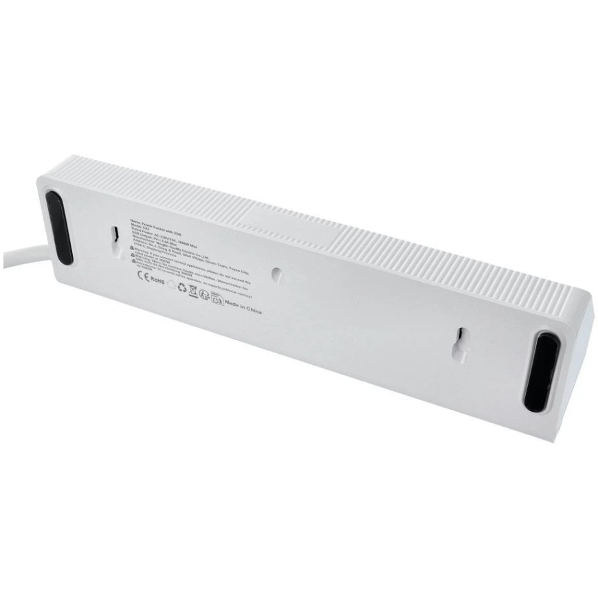 OEM розетка с 4 гнездами, макс. 3680W, 2x USB A, 2x Type C порта с 2м силовым кабелем E42 белая – 4
