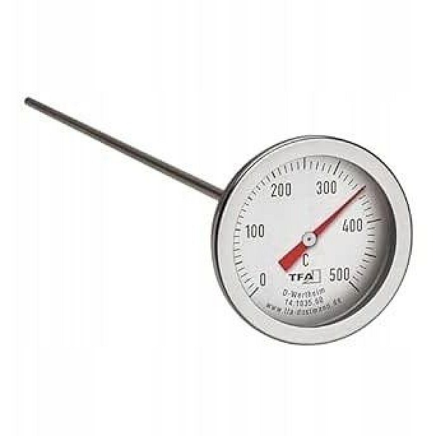 Profesionals krasns termometrs ar garu temperaturas zondi (lidz +500 degrees C)
