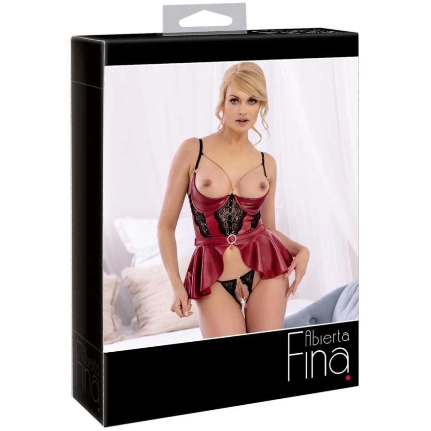 Abierta Fina seksualus 2 dalių komplektas Shelf Bra Set red 75B/S