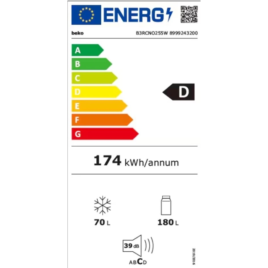 BEKO B3RCNO255W külmik – 2