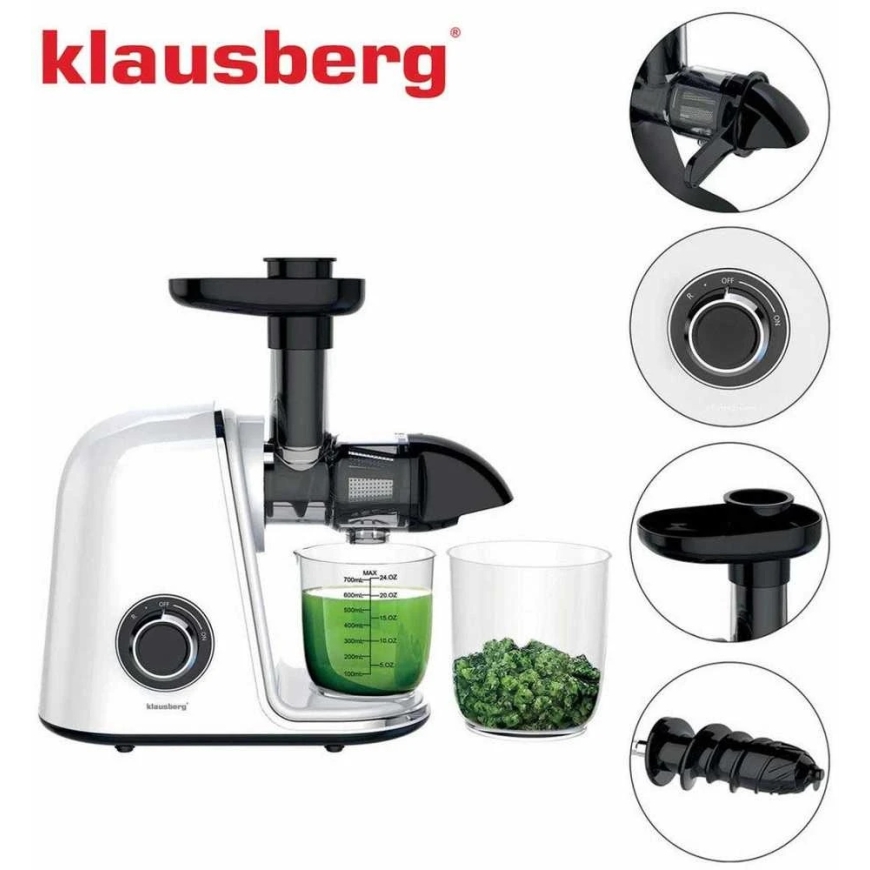 Lēnas sulcītājs augļiem un dārzeņiem, horizontāls, balts, 150 W, Klausberg KB-7869 – 5
