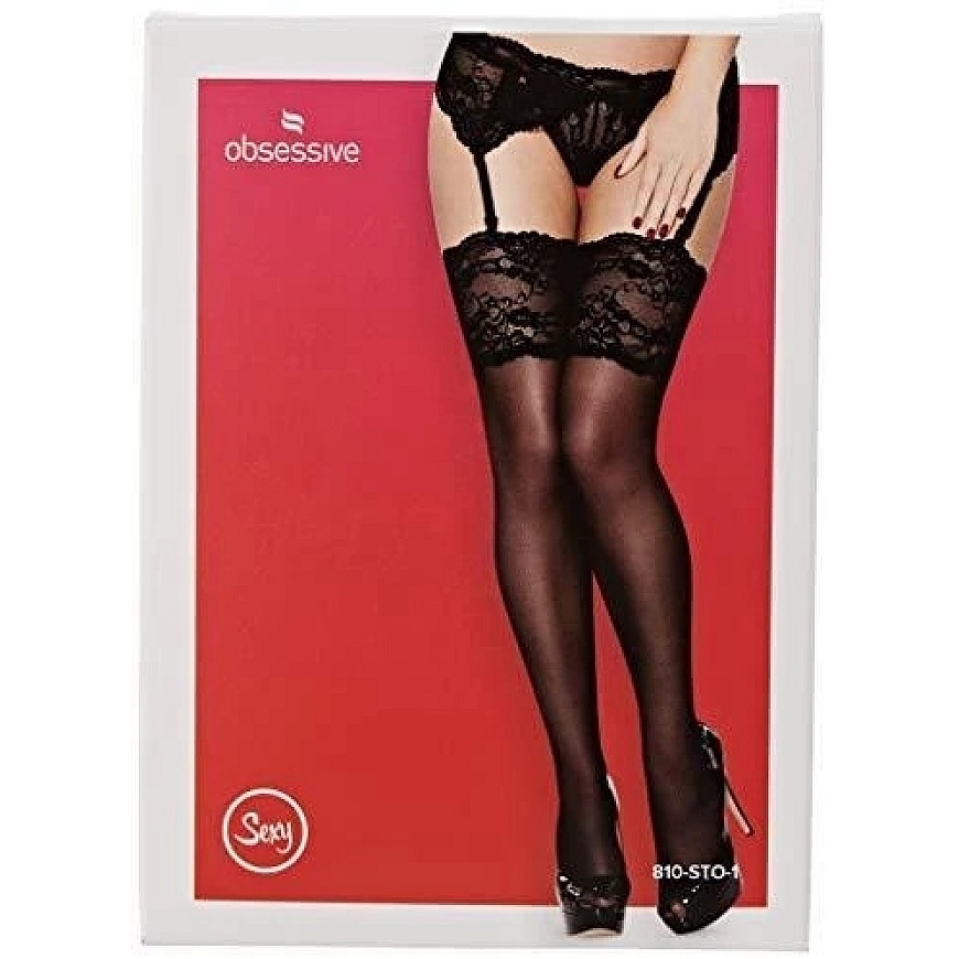 Obsessive - 810-STO-1 Stockings Black S/M – 2