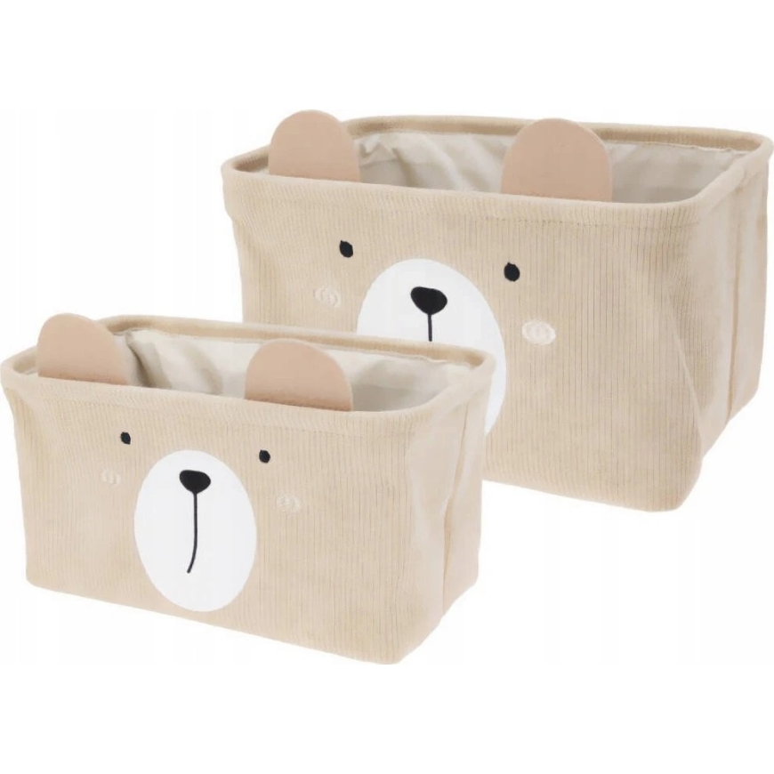 Home Styling Collection CUTIE mänguasjade konteinerid kõrvadega, samet, 2 tk – 2