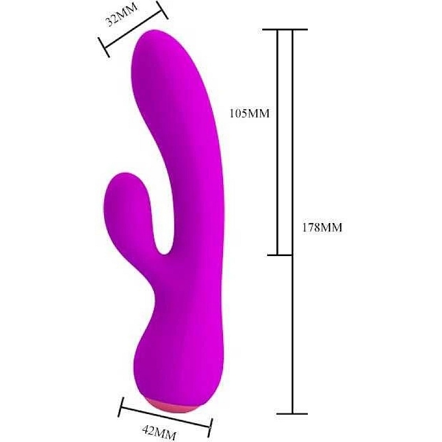 Pretty Love Įkraunamas vibratorius su masažuokliu 17cm 12 USB režimų