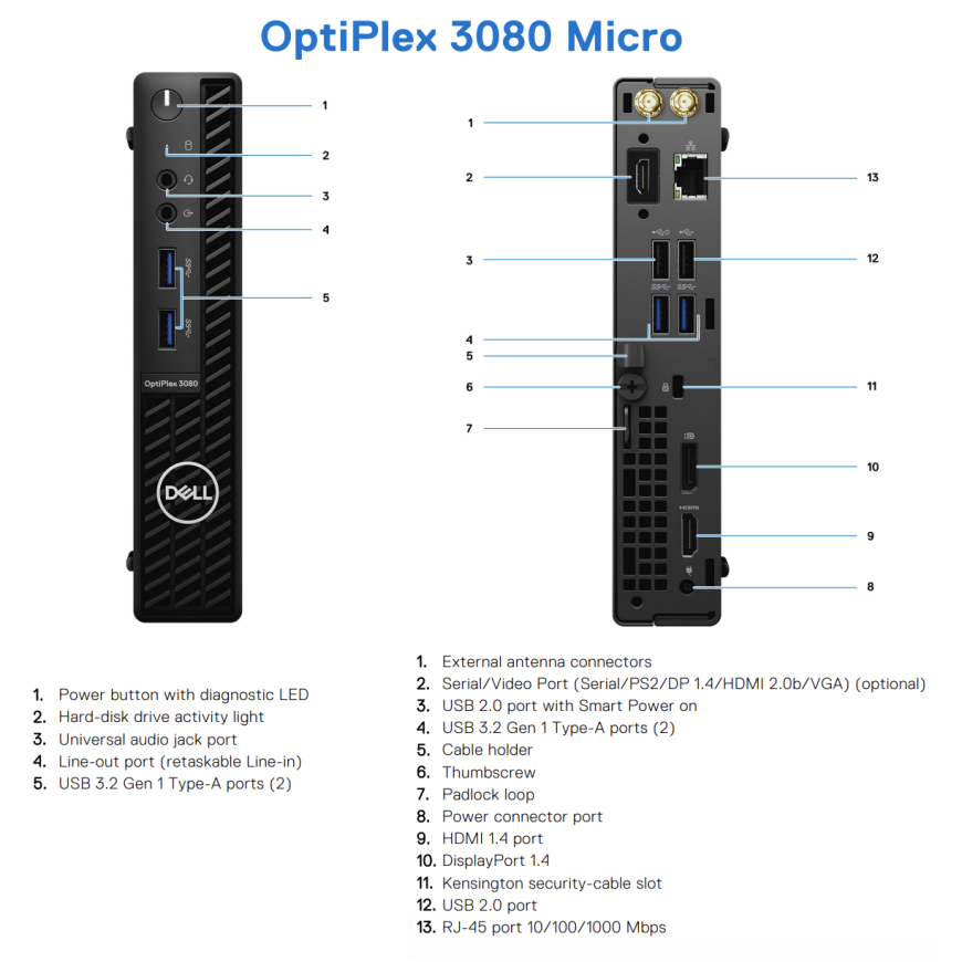 DELL Renewed Grade A | OptiPlex 3080 Micro | Intel Core i5 | – 2