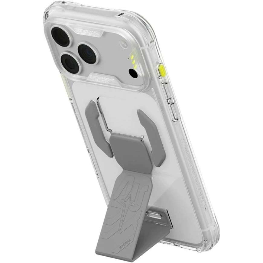 Skinarma Helio CE Grip Stand -kuori, suunniteltu iPhone 18 Pro / 17 Pro:lle, kirkas – 5