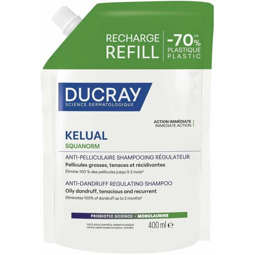 Ducray Kelual Squanorm Hair Treatment Shampoo Against Dandruff For Scalp With Oily Dandruff Refill, 400 ml – 2